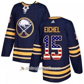 Män Ishockey Buffalo Sabres Tröja Jack Eichel 15 Adidas 2017-2018 Marinblå USA Flag Fashion Authentic